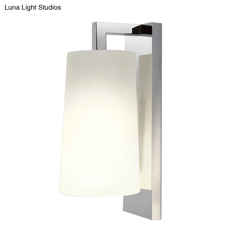 DecorBites™ Sleek White Sconce with Chrome Arm - Fabric Wall Lighting for Simplistic Illumination