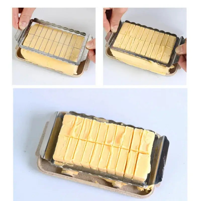 Sleek white & stainless steel butter slicer cutter box kitchen accessory