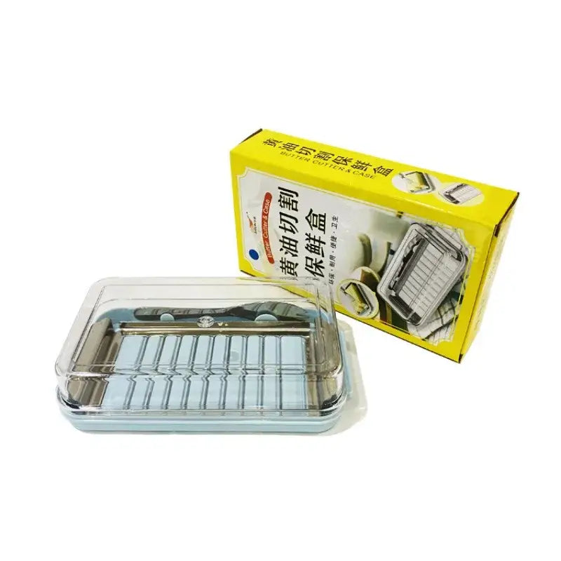 Sleek white & stainless steel butter slicer cutter box kitchen accessory