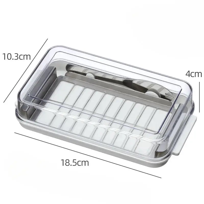 Sleek white & stainless steel butter slicer cutter box kitchen accessory