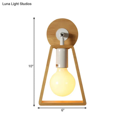 DecorBites™ Sleek Wood Wall Lamp with Exposed Bulb: Rotatable Sconce for Bedside or Ideas with Trapezoid Frame