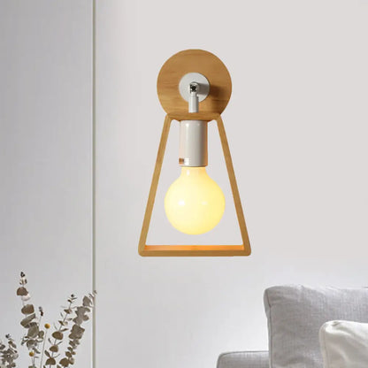 DecorBites™ Sleek Wood Wall Lamp with Exposed Bulb: Rotatable Sconce for Bedside or Ideas with Trapezoid Frame