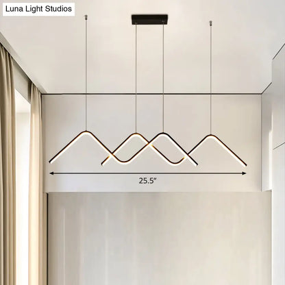DecorBites™ Sleek Zigzag Suspension LED Ceiling Lamp in Black - Minimalist Metal Light Fixture for Restaurants