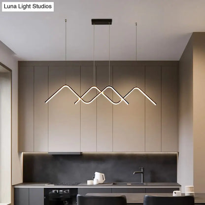 DecorBites™ Sleek Zigzag Suspension LED Ceiling Lamp in Black - Minimalist Metal Light Fixture for Restaurants
