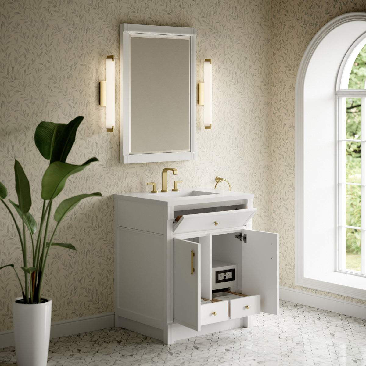 James Martin Bellshire 30" Single Bathroom Vanity, Bright White