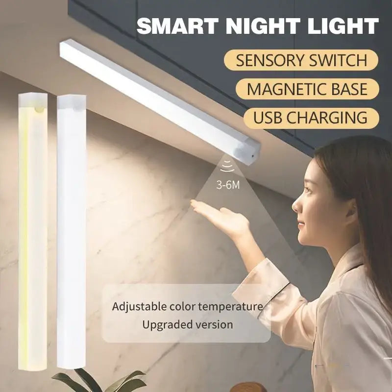 Slim white dimmable pir sensor night light kitchen cabinet lamp