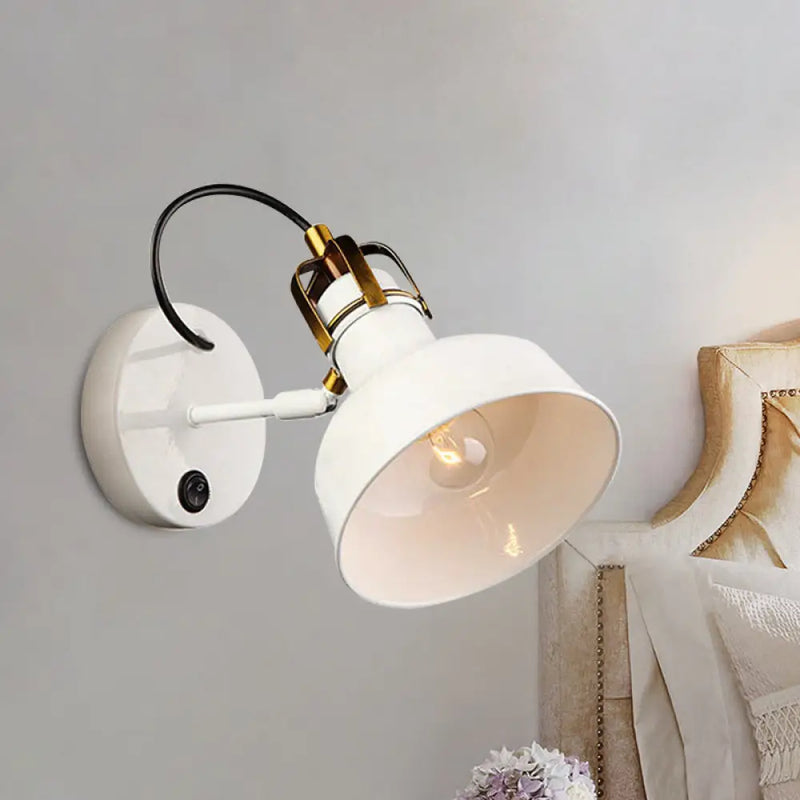 DecorBites™ Small Barn Wall Light: Contemporary Metal Sconce in White for Cottage Foyer