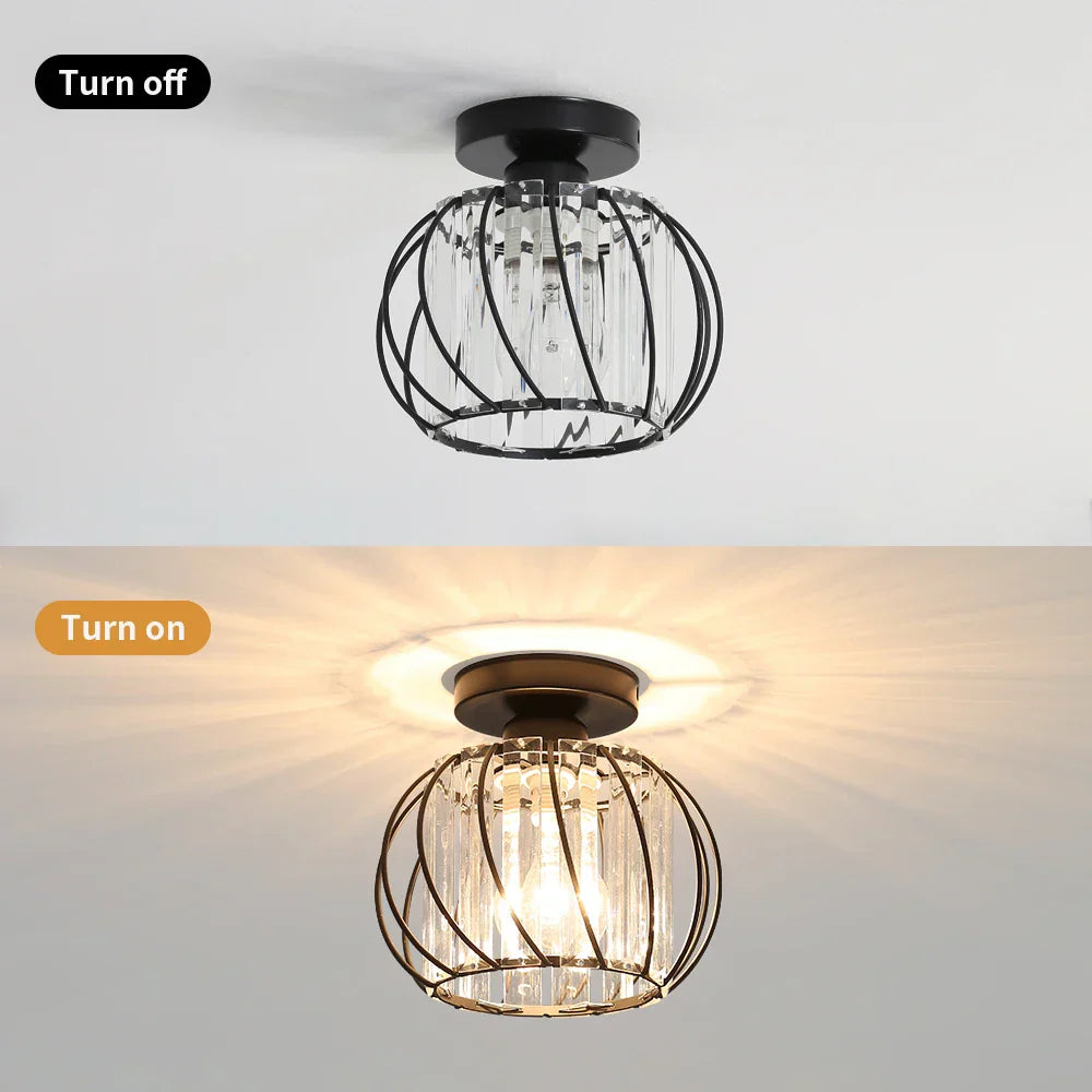 DecorBites™ Small Metal Cage Farmhouse Ceiling Light