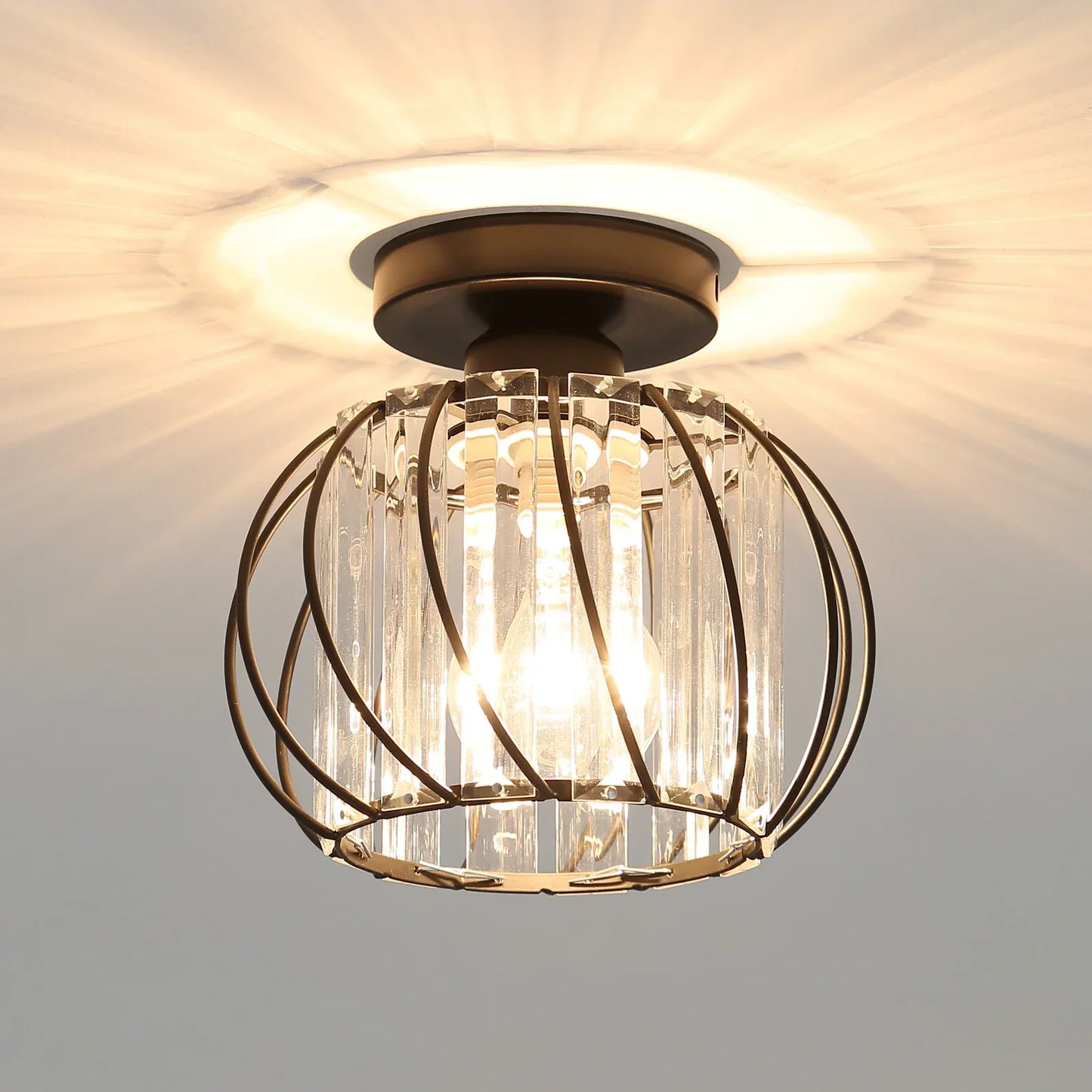 DecorBites™ Small Metal Cage Farmhouse Ceiling Light