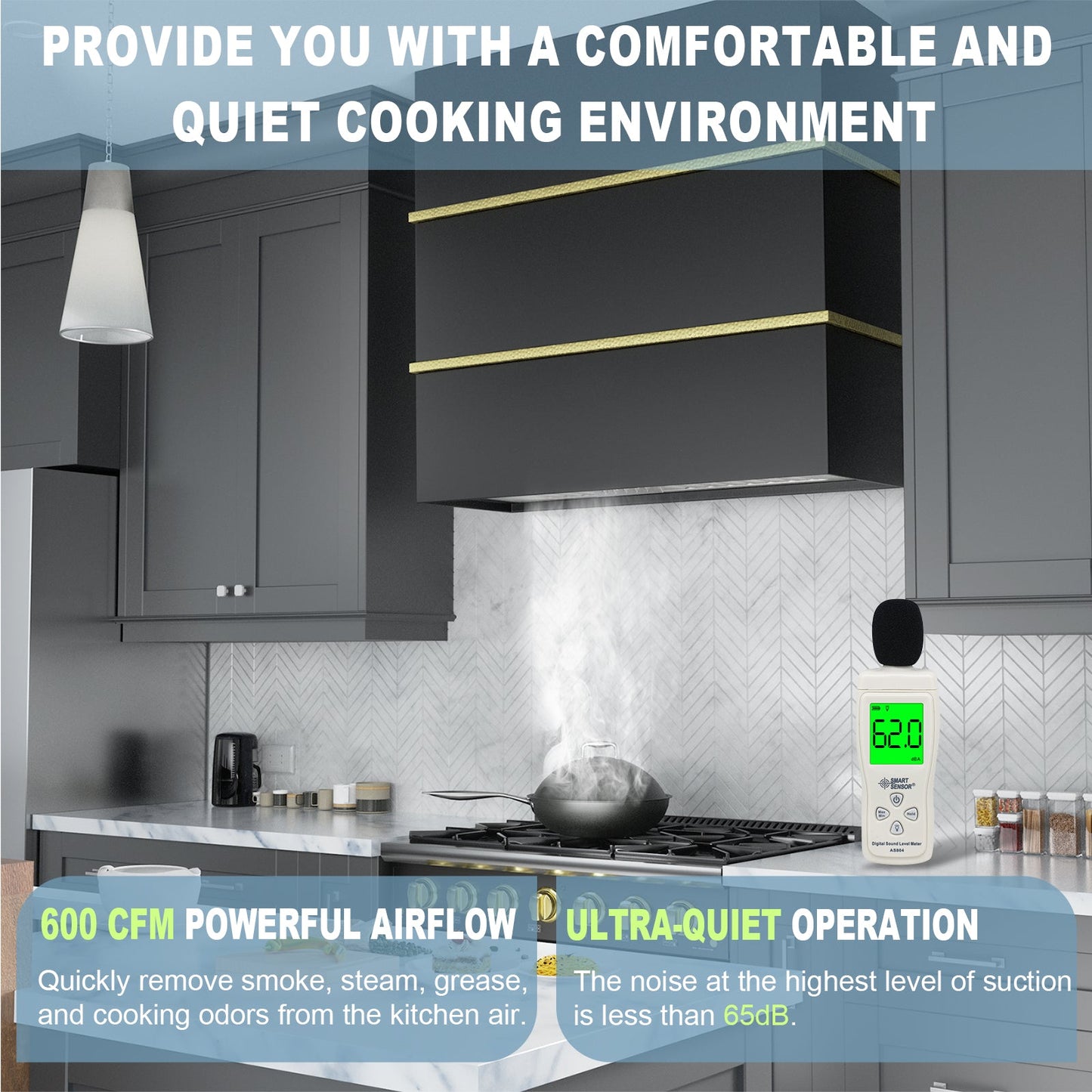 Akicon 30" Stainless Steel Wall Mount Range Hood with 600 CFM Vent Hood