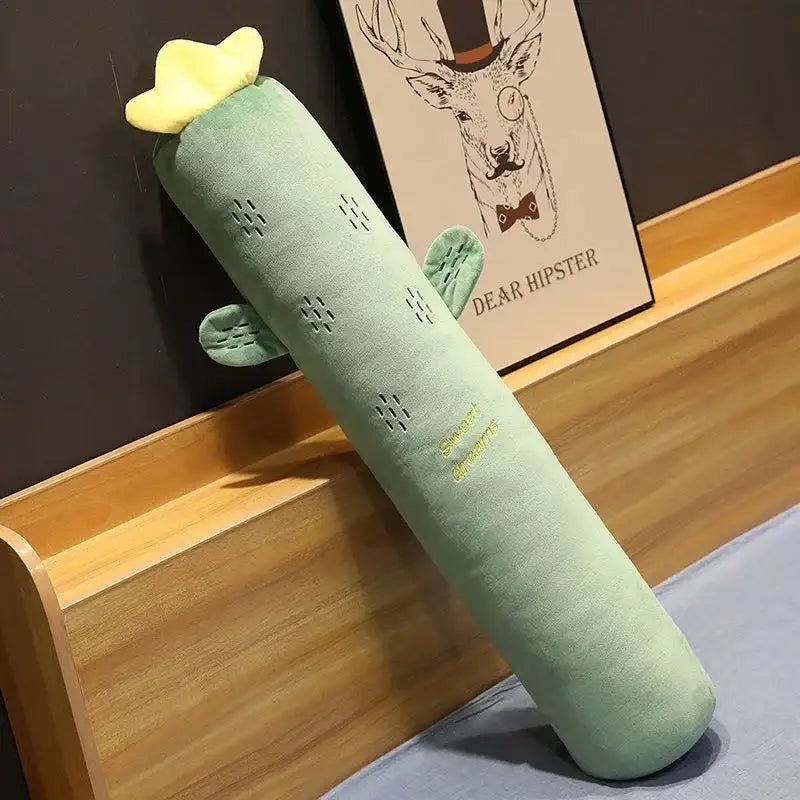 Smiling carrot orange & green cylindrical long pillow bedroom decor