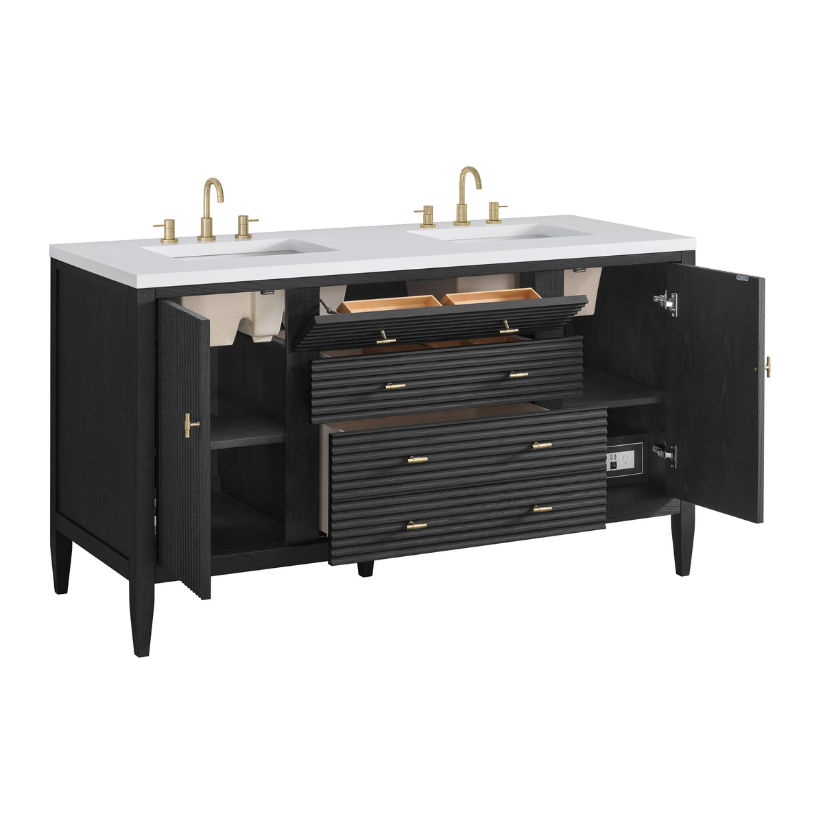 James Martin Myrrin 60" Double Bathroom Vanity, Carbon Oak