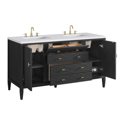 James Martin Myrrin 60" Double Bathroom Vanity, Carbon Oak