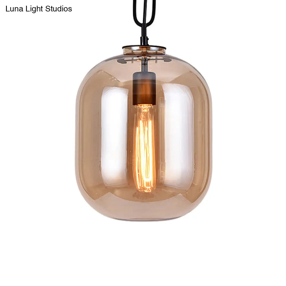 DecorBites™ Smoke Gray/Cognac Glass Industrial Ceiling Pendant Lamp - 1 Head, 10"/14" Wide