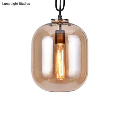 DecorBites™ Smoke Gray/Cognac Glass Industrial Ceiling Pendant Lamp - 1 Head, 10"/14" Wide