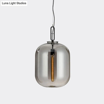 DecorBites™ Smoke Gray/Cognac Glass Industrial Ceiling Pendant Lamp - 1 Head, 10"/14" Wide