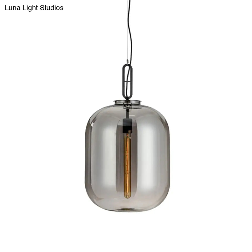 DecorBites™ Smoke Gray/Cognac Glass Industrial Ceiling Pendant Lamp - 1 Head, 10"/14" Wide