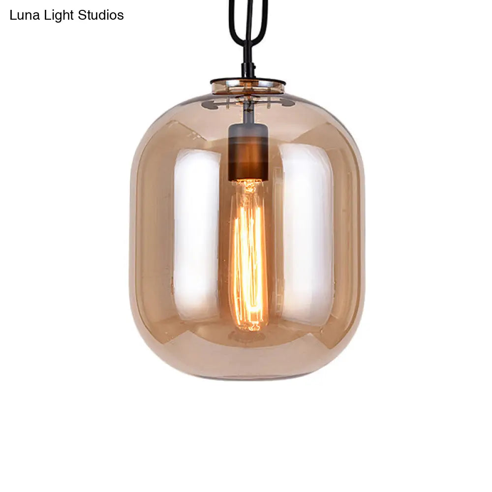DecorBites™ Smoke Gray/Cognac Glass Industrial Ceiling Pendant Lamp - 1 Head, 10"/14" Wide