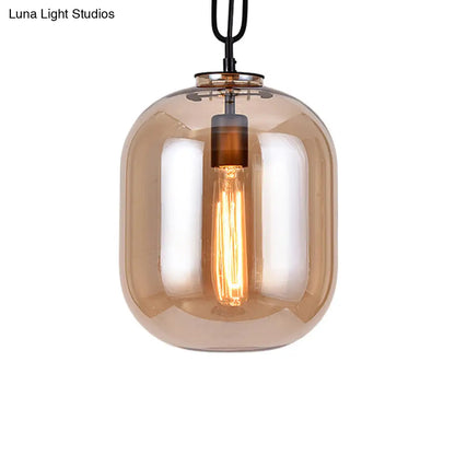 DecorBites™ Smoke Gray/Cognac Glass Industrial Ceiling Pendant Lamp - 1 Head, 10"/14" Wide
