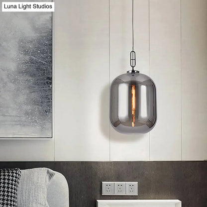 DecorBites™ Smoke Gray/Cognac Glass Industrial Ceiling Pendant Lamp - 1 Head, 10"/14" Wide