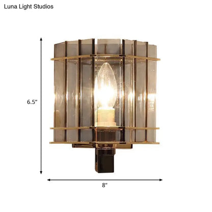 DecorBites™ Smoke Gray Glass Rectangle Wall Sconce with Modern Panel Design - Bedside Lamp