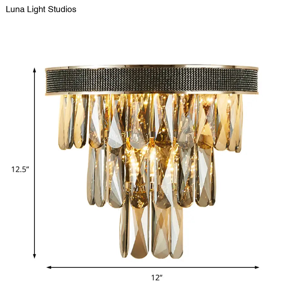 DecorBites™ Smoke Grey LED Crystal Block Wall Sconce: Modern Lighting for Living Room