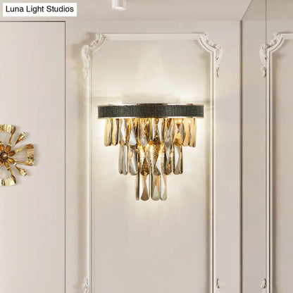 DecorBites™ Smoke Grey LED Crystal Block Wall Sconce: Modern Lighting for Living Room