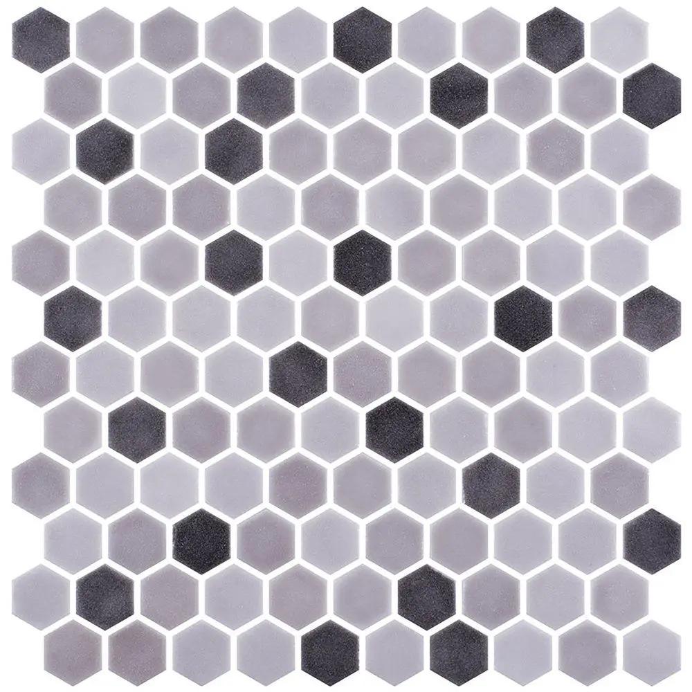 Smoke Honed Hexagon Glass Mosaics 11 3/4x11 1/2