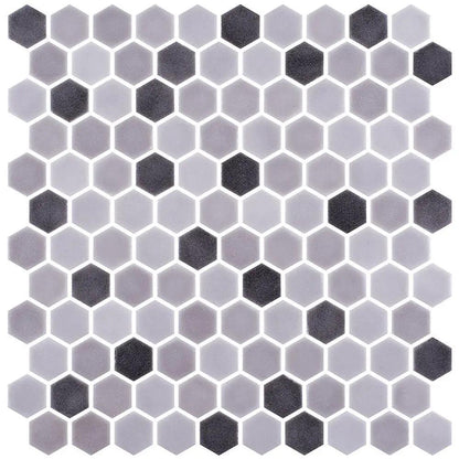 Smoke Honed Hexagon Glass Mosaics 11 3/4x11 1/2