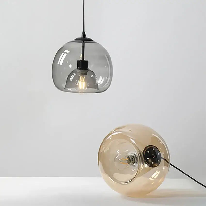 Smoked glass pendant lights trio for dining room dining table