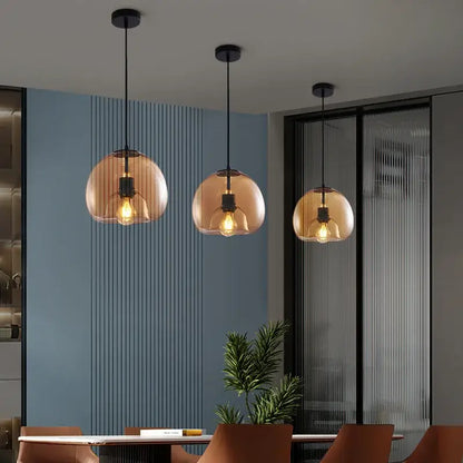 Smoked glass pendant lights trio for dining room dining table