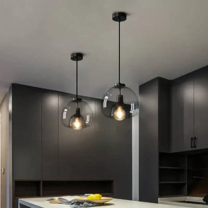 Smoked glass pendant lights trio for dining room dining table