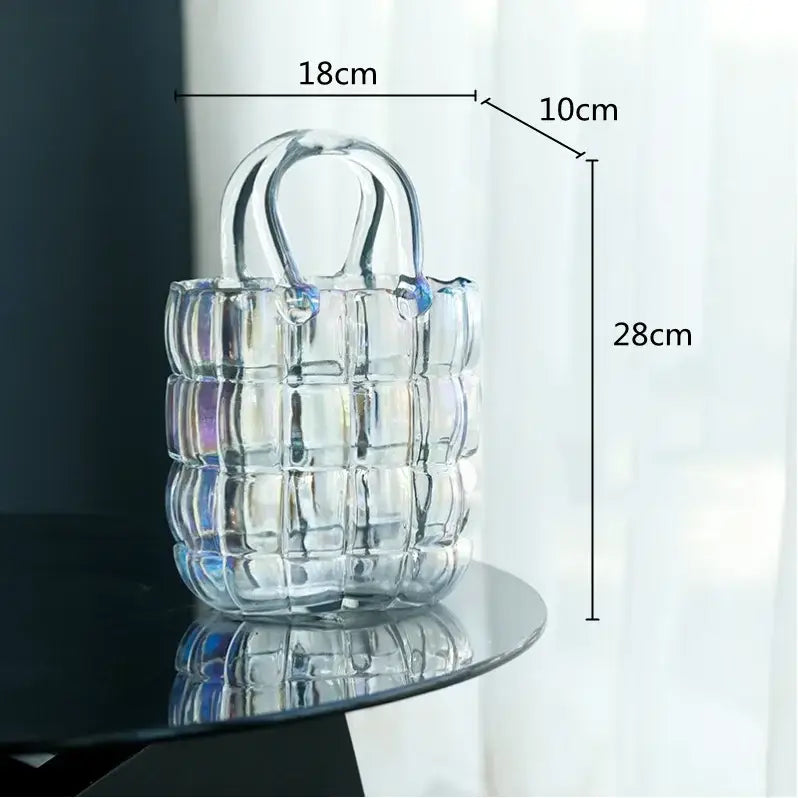 Smoky gray & amber clear glass vase living room handbag decor