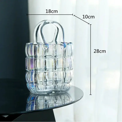 Smoky gray & amber clear glass vase living room handbag decor
