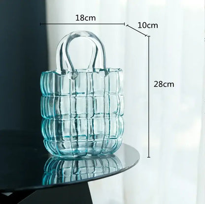 Smoky gray & amber clear glass vase living room handbag decor