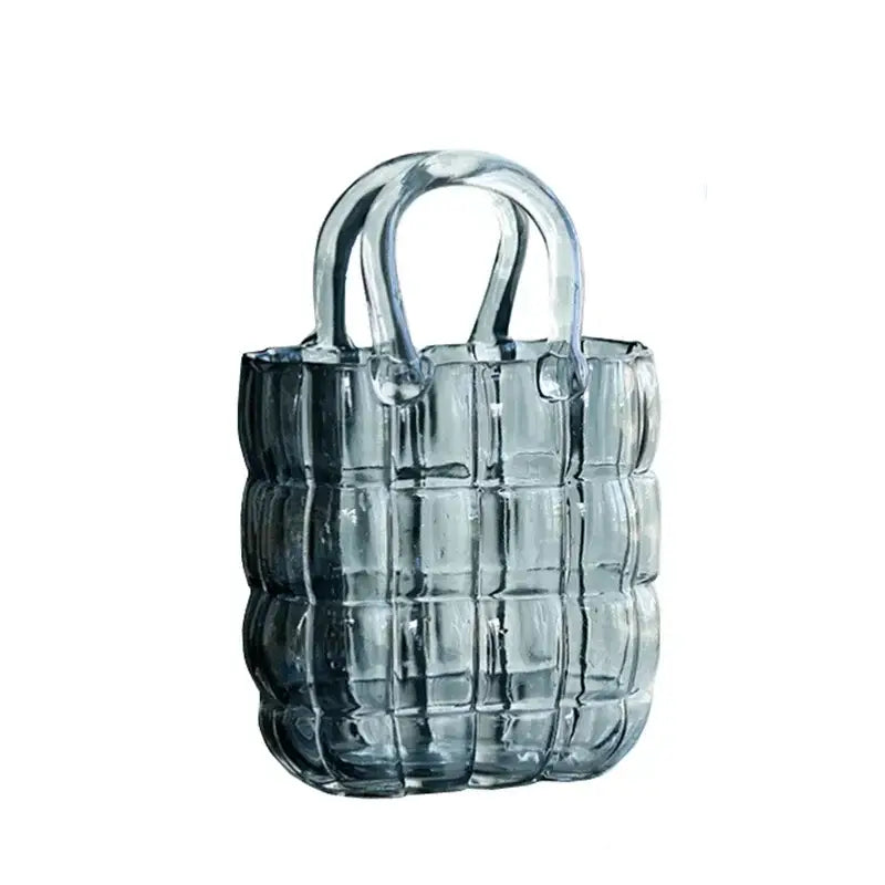 Smoky gray & amber clear glass vase living room handbag decor