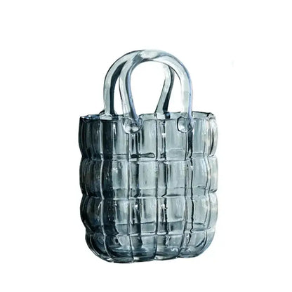 Smoky gray & amber clear glass vase living room handbag decor