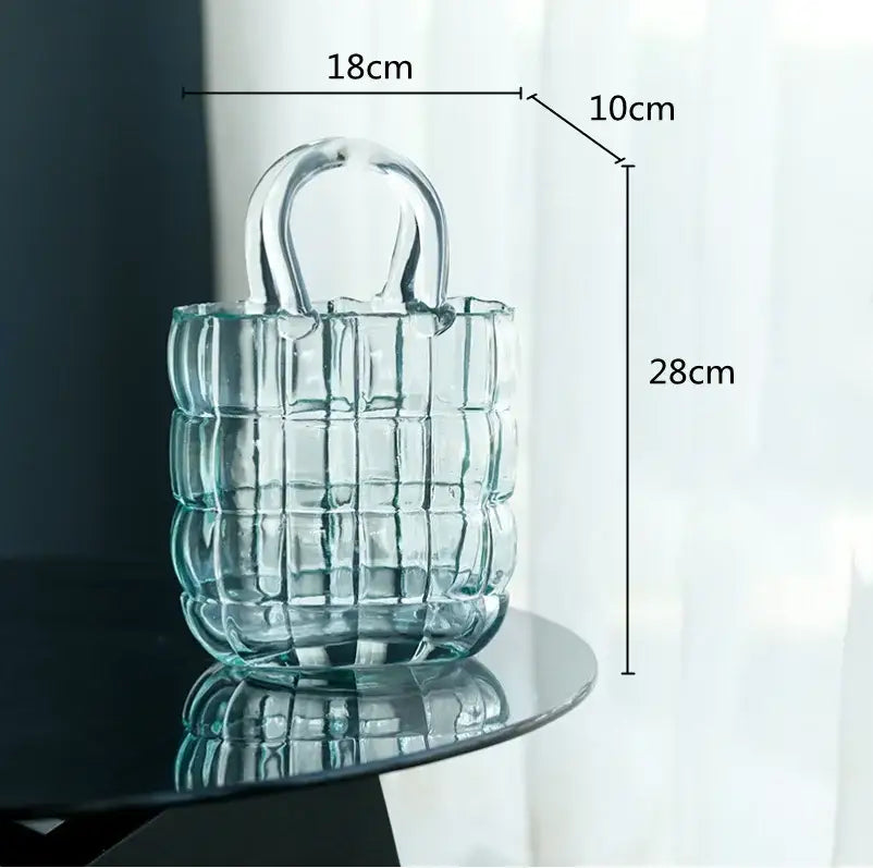 Smoky gray & amber clear glass vase living room handbag decor