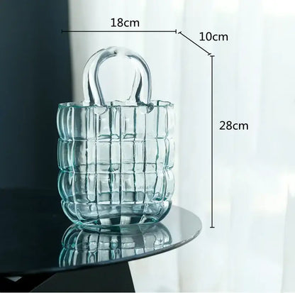 Smoky gray & amber clear glass vase living room handbag decor
