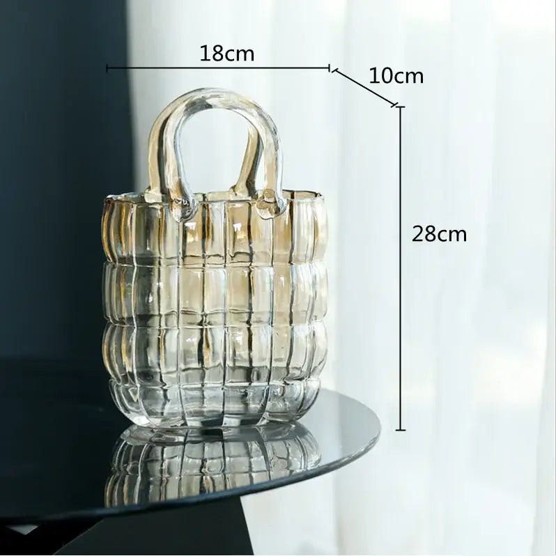 Smoky gray & amber clear glass vase living room handbag decor
