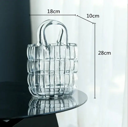 Smoky gray & amber clear glass vase living room handbag decor
