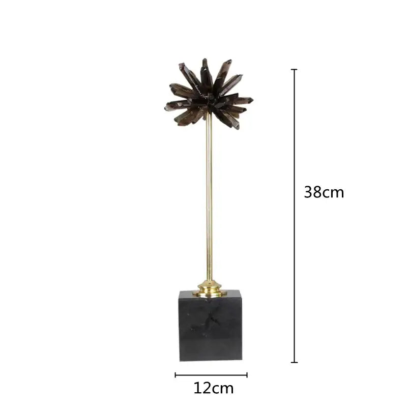 Smoky quartz crystal handicraft artificial flower living room decor