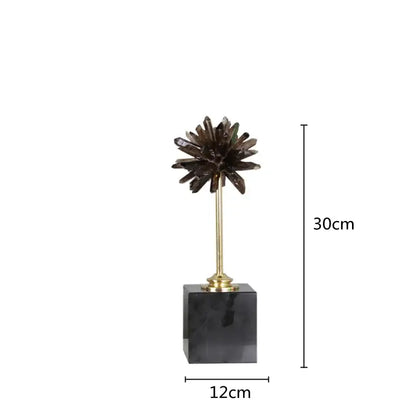 Smoky quartz crystal handicraft artificial flower living room decor