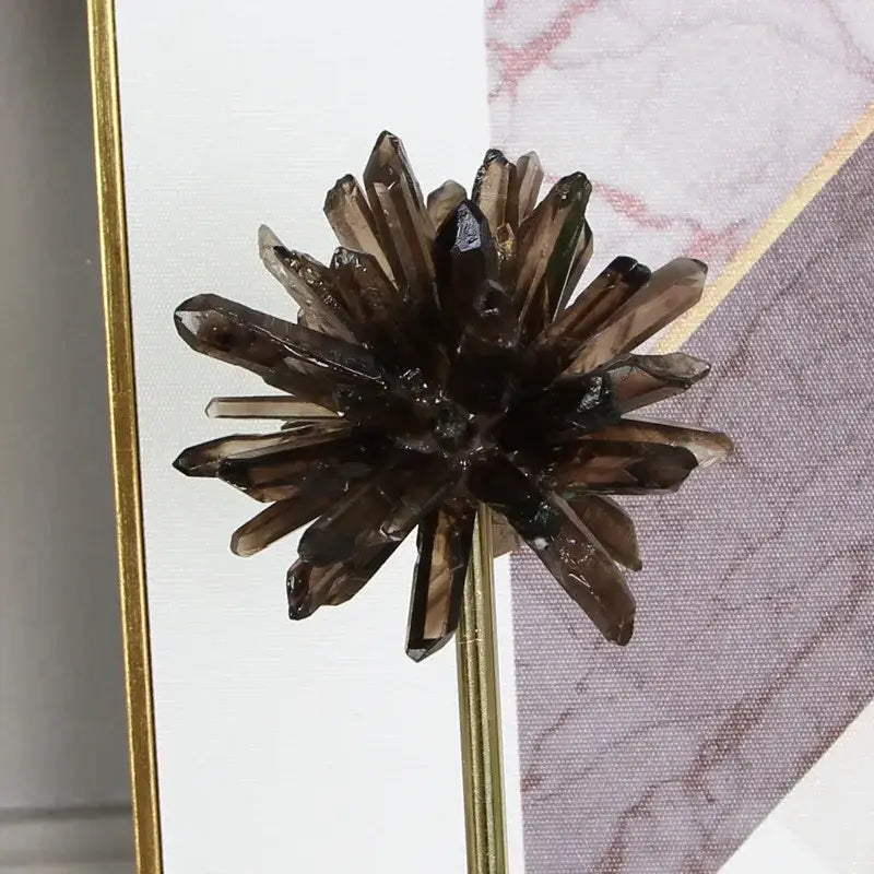 Smoky quartz crystal handicraft artificial flower living room decor