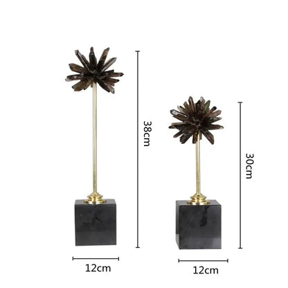 Smoky quartz crystal handicraft artificial flower living room decor
