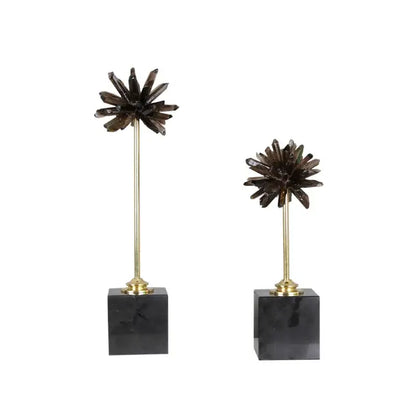 Smoky quartz crystal handicraft artificial flower living room decor