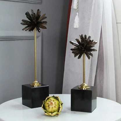 Smoky quartz crystal handicraft artificial flower living room decor