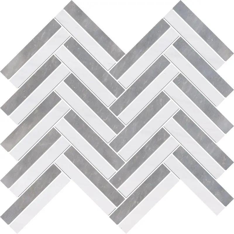 Snow White, Allure Multi Finish Raya Basket Marble Mosaics 12x12