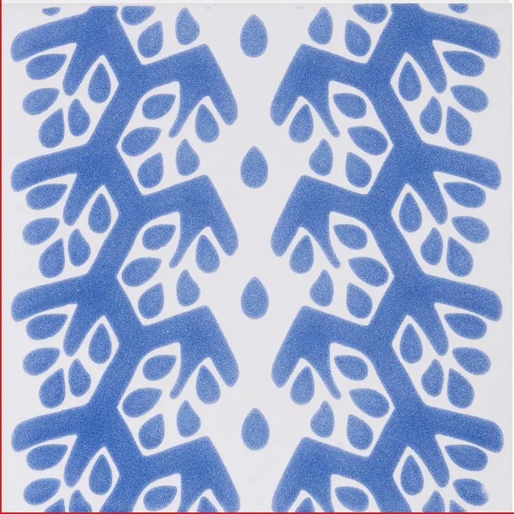 Snow White, Blue Glossy Cecil Stripe Ceramic Tiles 6x6