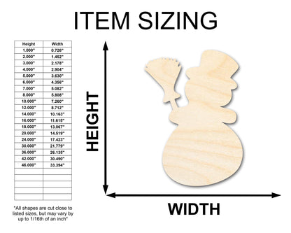 Unfinished Wood Snowman Shape - Winter Craft - up to 46"